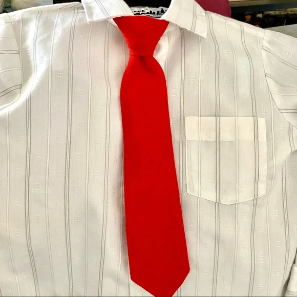 Kids White and Gray Matching Set with Red Tie - Picture 6 of 9